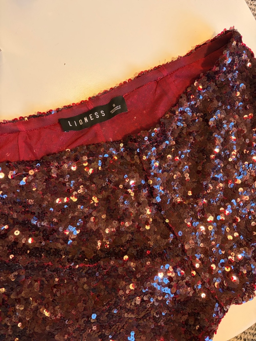 Lioness Burgundy Sequin Shorts - S